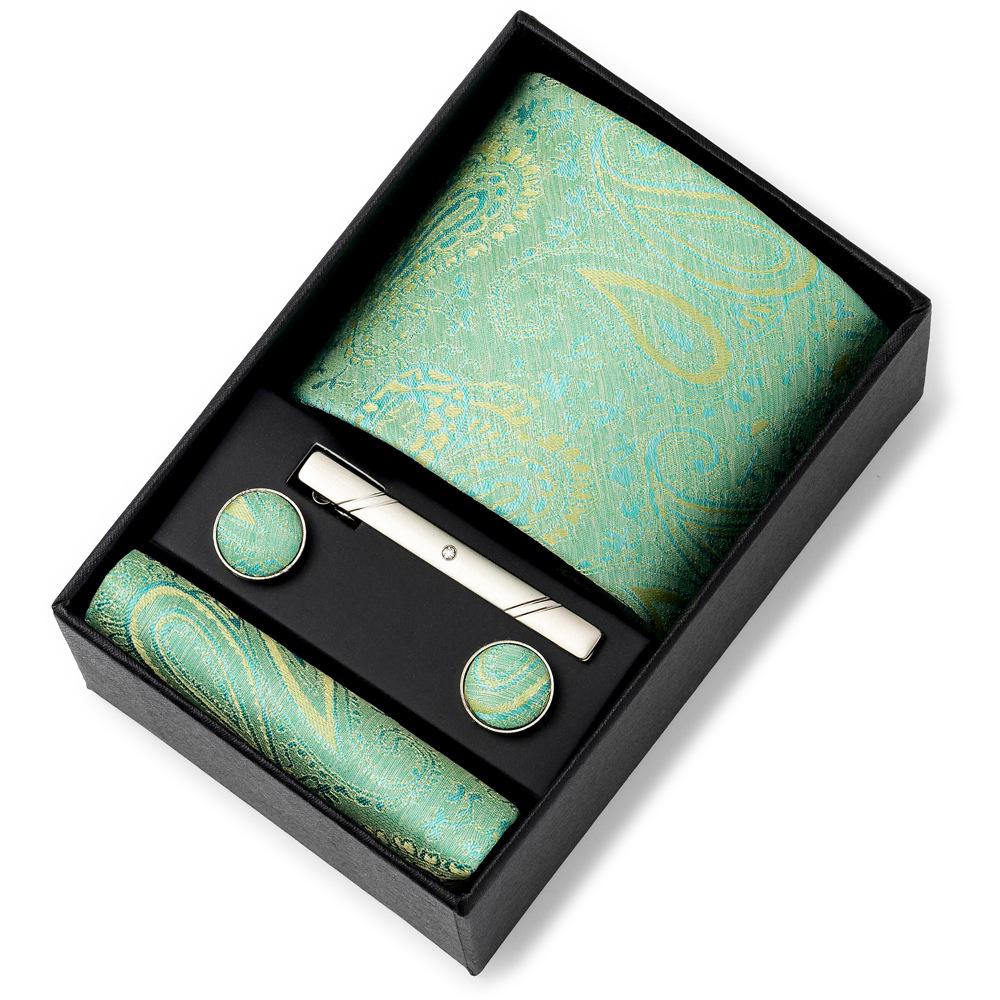 Men'S Tie Net Color Striped Jacquard Yarn Business Professional Tie Set Men'S Gift Box