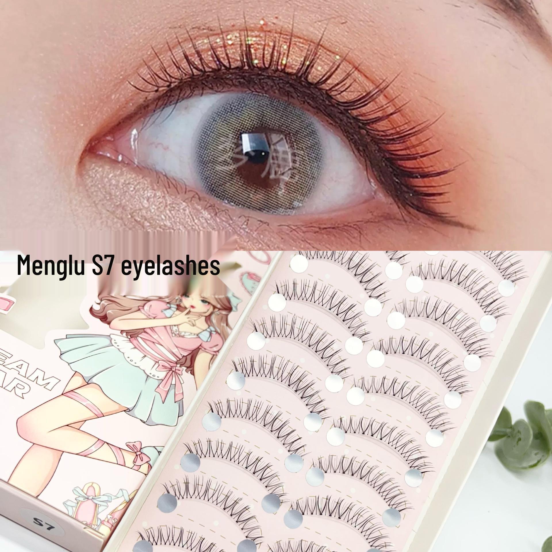 Menglu S7 Natural Look Transparent Stem False Eyelashes - 10 Pairs.