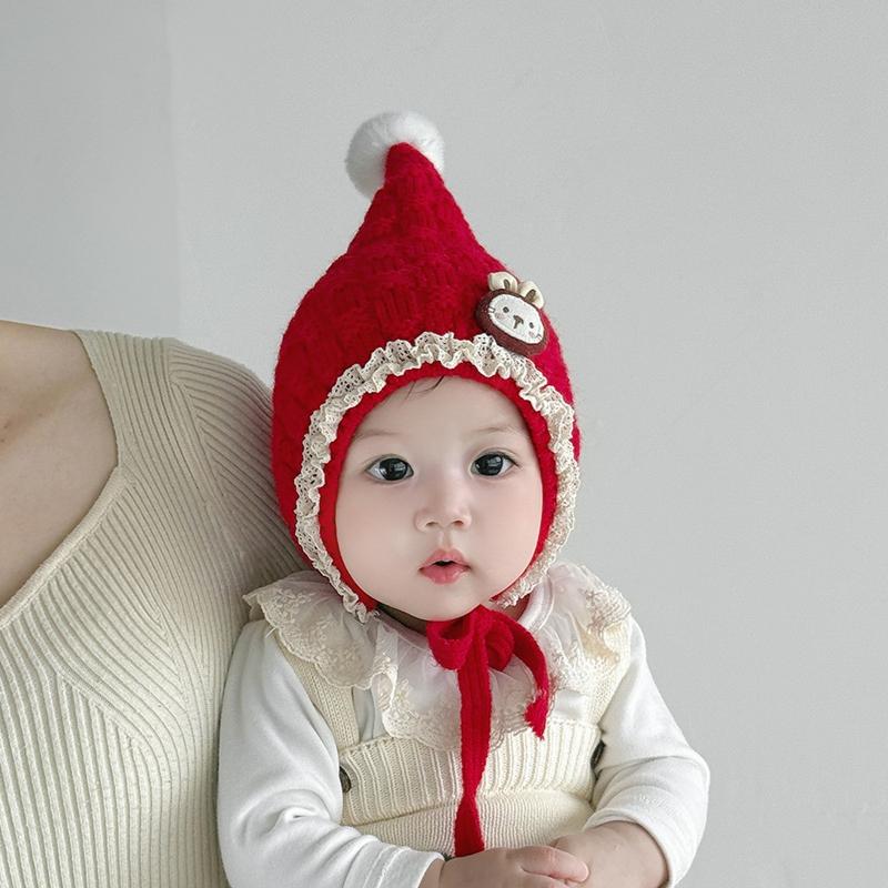 5 Colors Winter Baby Girls Hat Cute Ear Protection Cap for Infant Warm Knitted Beanie Hats Kids Lovely Pixie Cap 6-24M