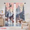 2pcs,2D Plane Printing Curtains&Window Treatment Winter Wolves Versatile Polyester (without Rod) Decorations For Home Ldeal for