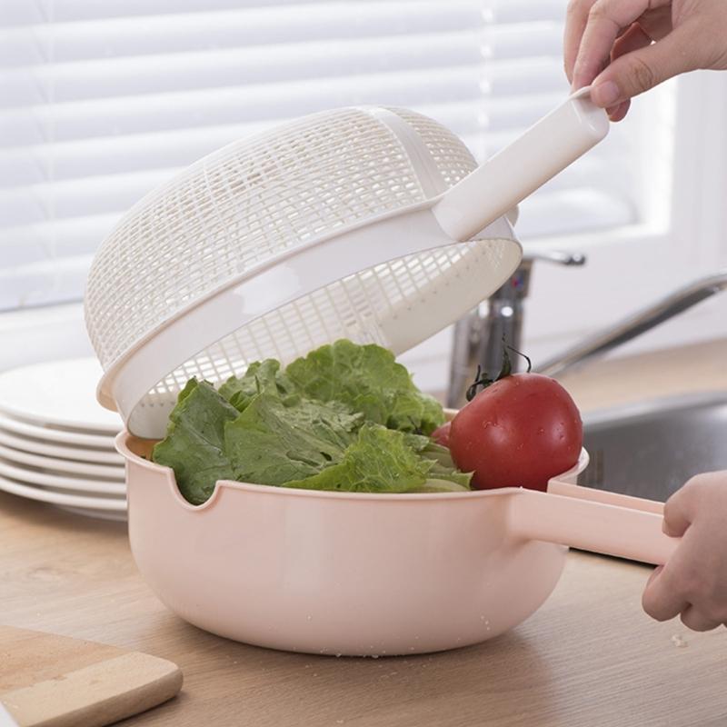Handle Draining Basket Plastic Double Layer Colander Bowl for Fruit Washing, Vegetable Washing and Water Draining
