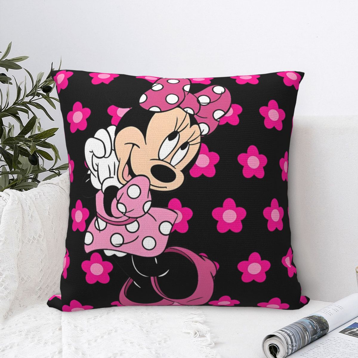 

Kawaii Mickey Mouse Christmas Pillowcase Soft Polyester Cushion Cover Decor Pillow Case Cover Home Square 40*40cm 30cmx30cm