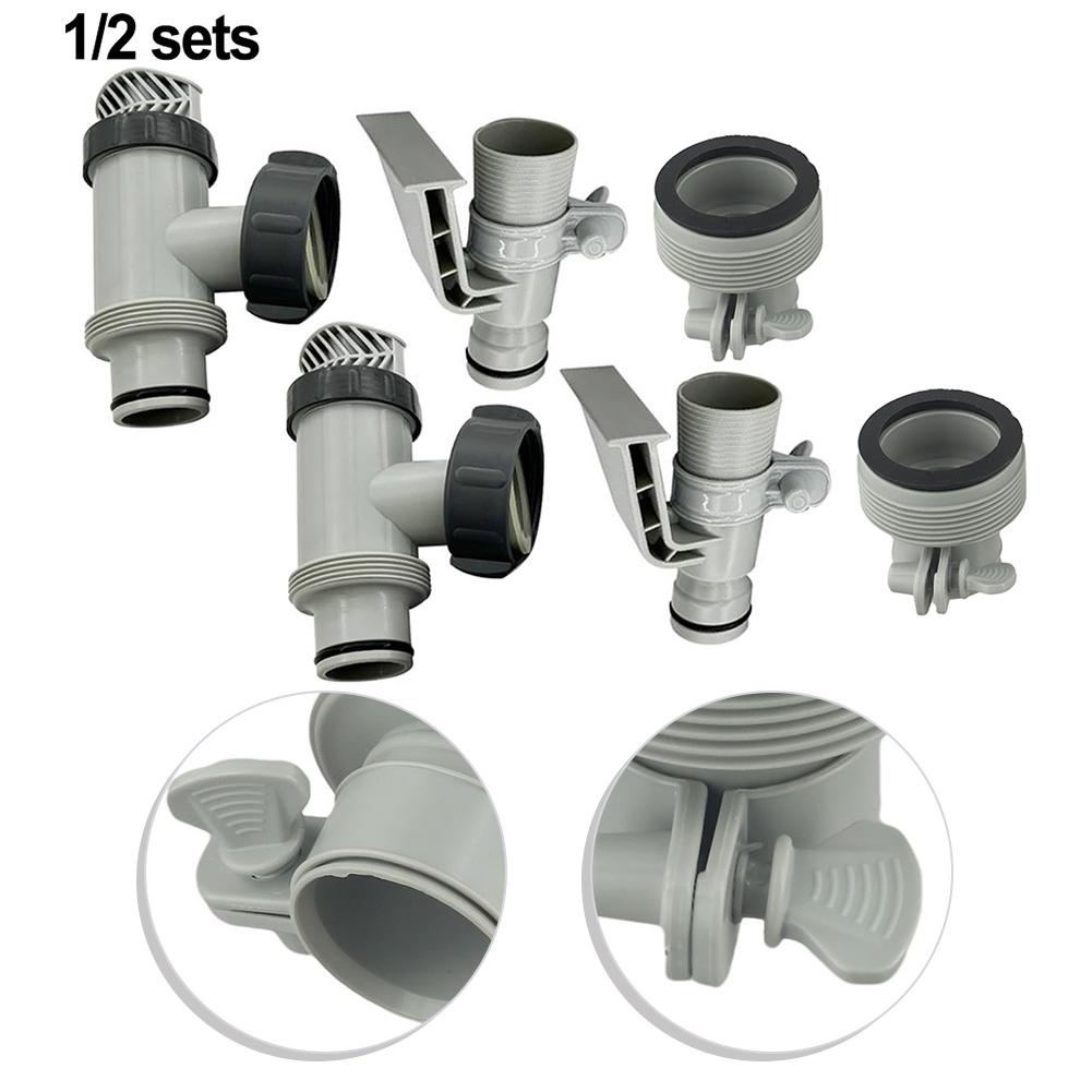 For Above Ground Pool Hose Adapter Set with Plunger Valves Designed for Seamless Integration with Sand Filter Pumps