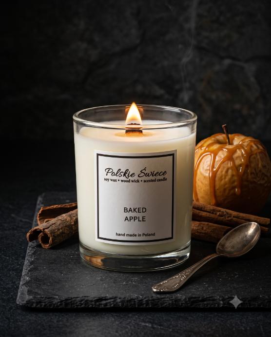 soy candle with a wooden wick + BAKED APPLE