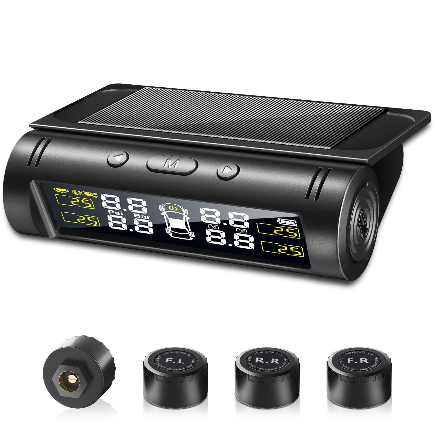 

Tire Pressure Monitoring System (TPMS) [2026 New Model & Japanese Voice Alarm] Real-time Tire Pressure Monitoring, Vibration Detection, Solar Charging