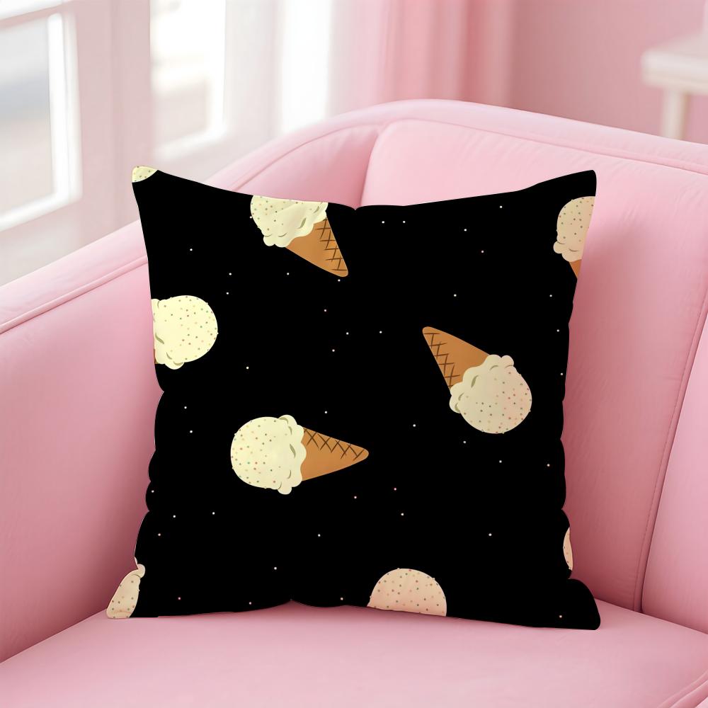 Cute Delicious Sweet Ice Cream Cushion Cover Pillow Case Soft Friendly Fabric  Concealed Zipper