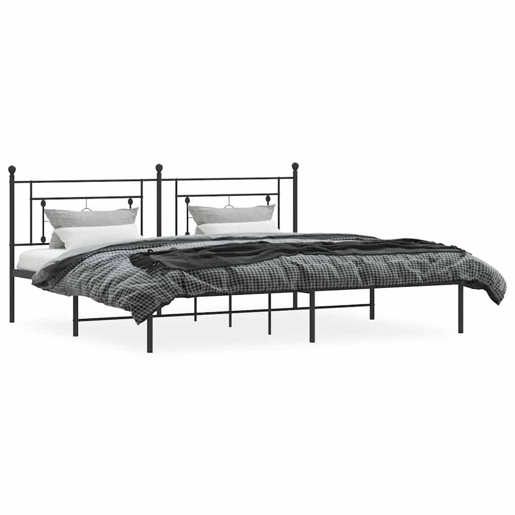Metal Bed Frame with Headboard Black 193 X 203 Cm