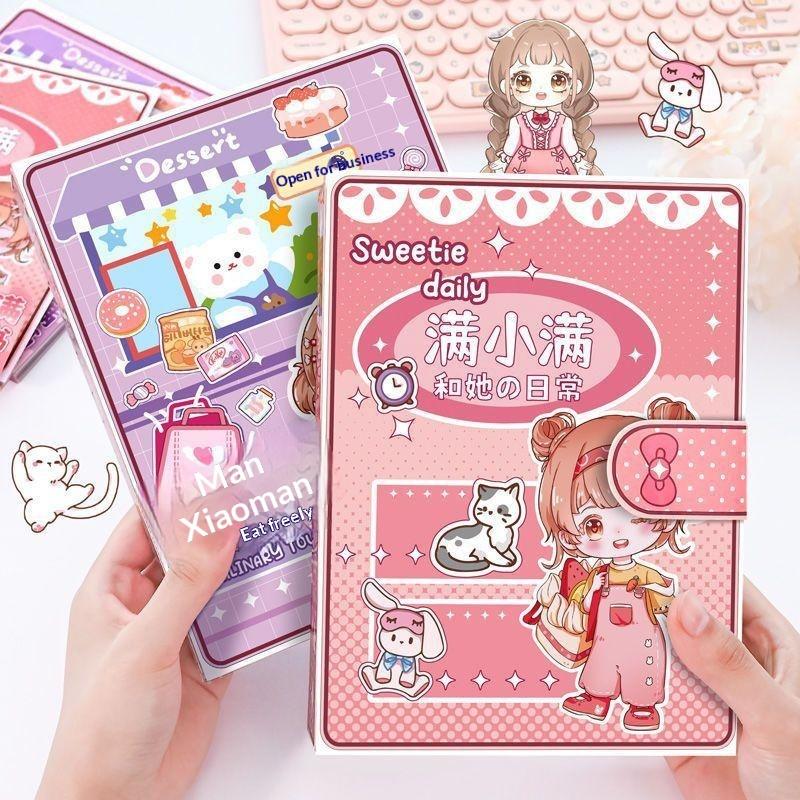 Cute Girl Sticker Quiet Book Reusable Dress Up Themed DIY Craft Activity Toy for Kids Toddlers Party Favor Home Play