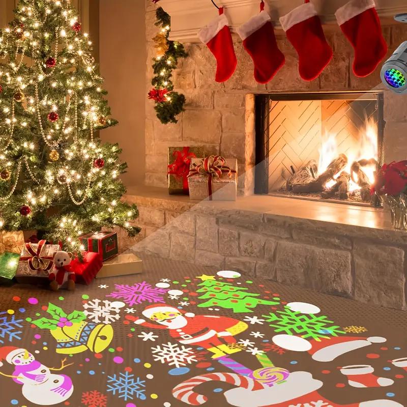 16 Patterns Christmas Projector USB Power Snowflake Projector Novelty Lamp Rotating LED Stage Lamp for Bedroom Party Xmas  Decor