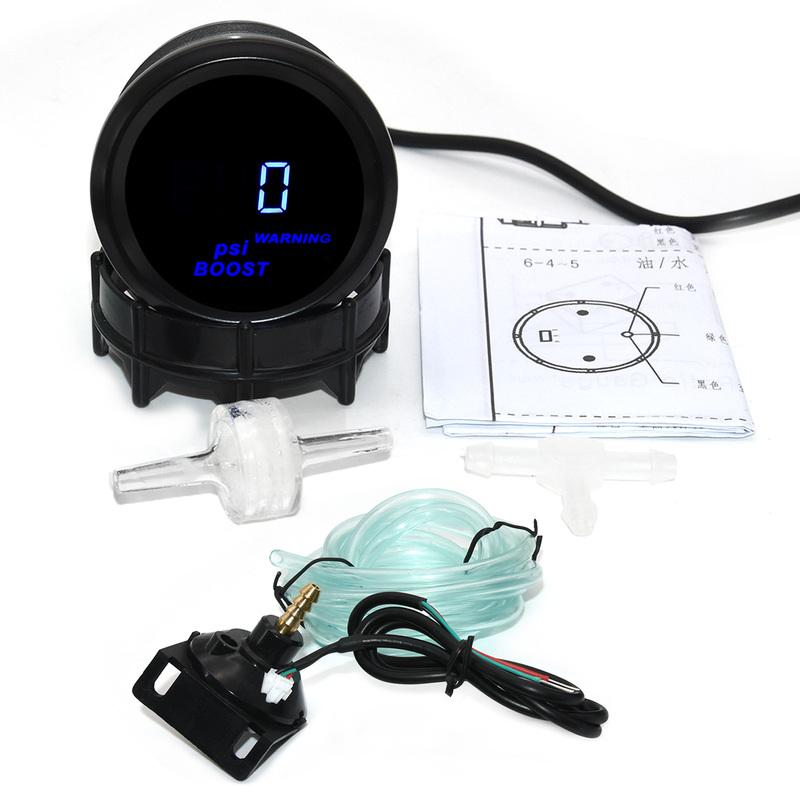 AD Car Auto Turbo Boost Gauge With Sensor PSI -14in.Hg~0~30PSI 2 52mm Universal Smoke Len 12V Turbo Boost PSI Meter Digital