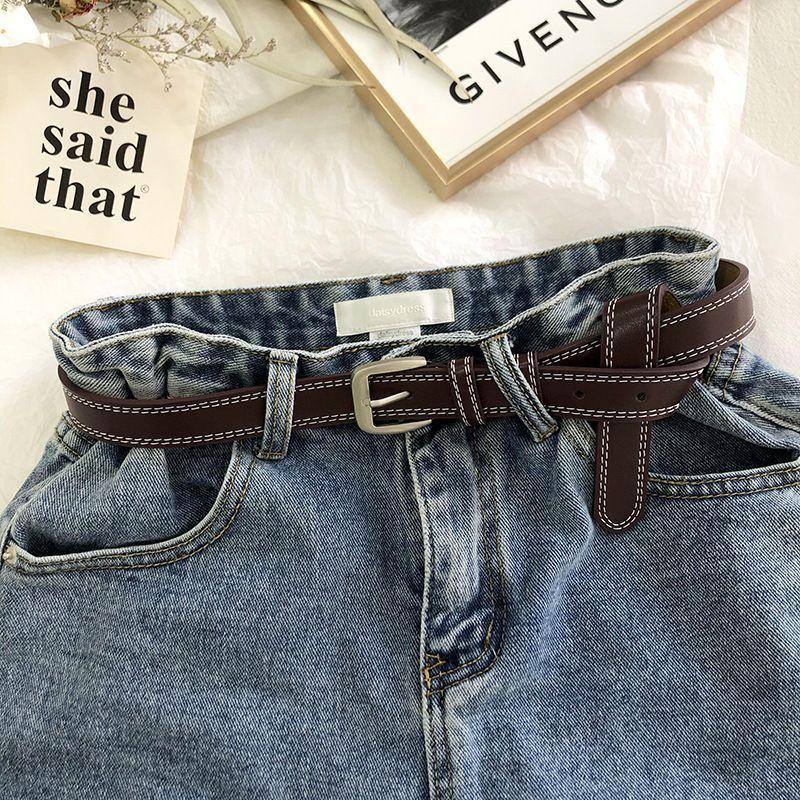 

Alluring Thin Womens Waist Belt Ideal For Skirts And Pants In Black White Khaki кофейный