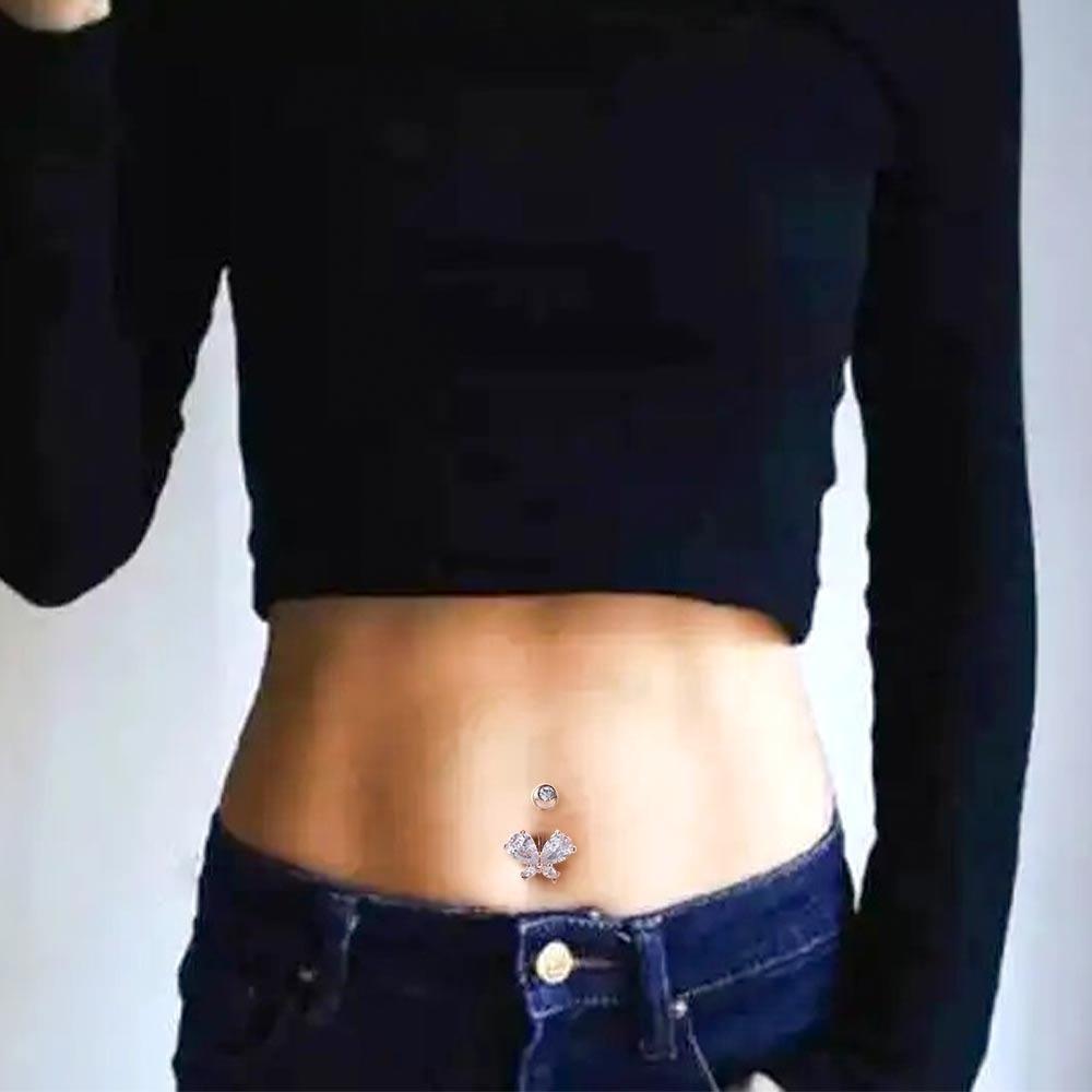 Butterfly Belly Piercings Stainless Steel Zircon Navel Ring Fashion Belly Button Rings  Girl
