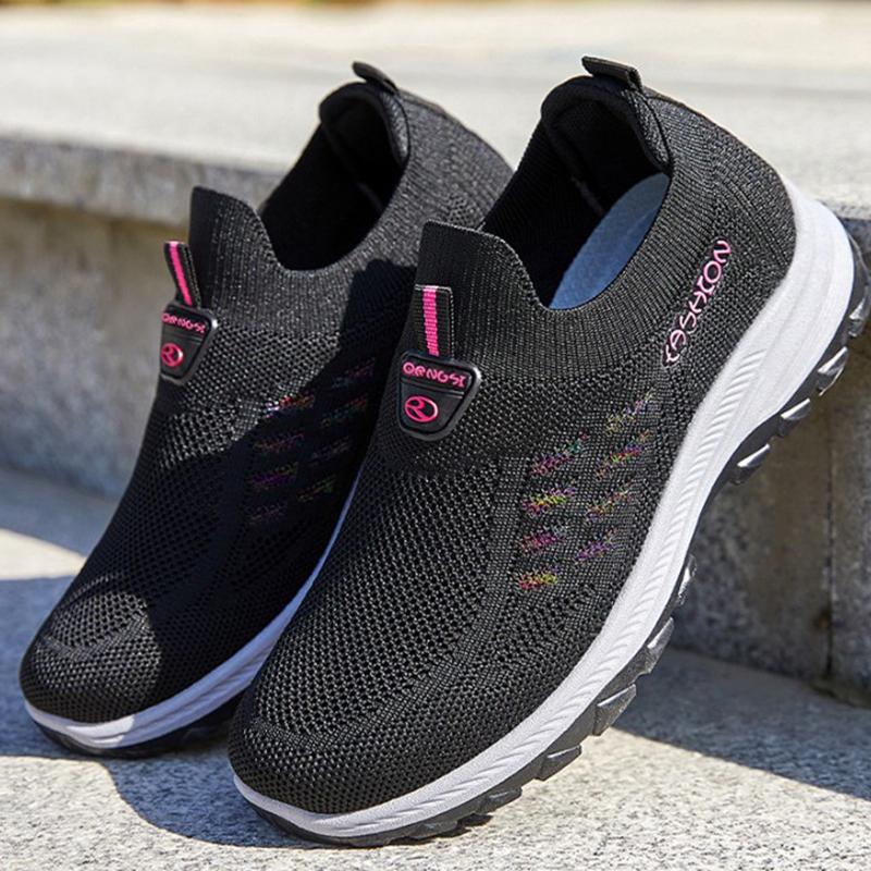Women Vulcanized Shoes  High Quality Breathable Mesh Women Sneakers Soft Slip On Flats Shoes Women Loafers Walking Flat
