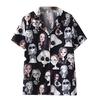 Women Fashion Short Sleeve Vintage Print Korean Shirt Casual Loose Blouse