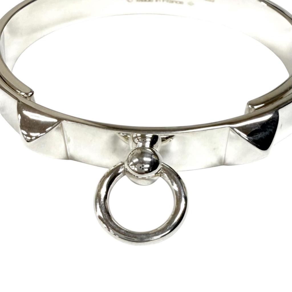 Great HERMES Bangle Collier de Chien Bracelet ST Silver AG925 Women Used