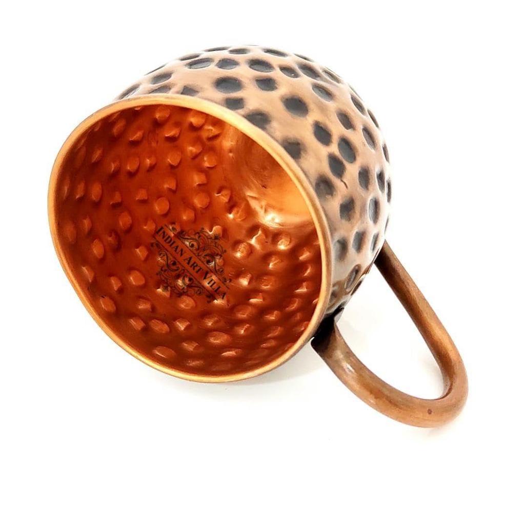 Čistá měď, kulatý tvar, černý tepaný design, hrnek na pivo Moscow Mule, objem 500 ml, sada 2 kusů