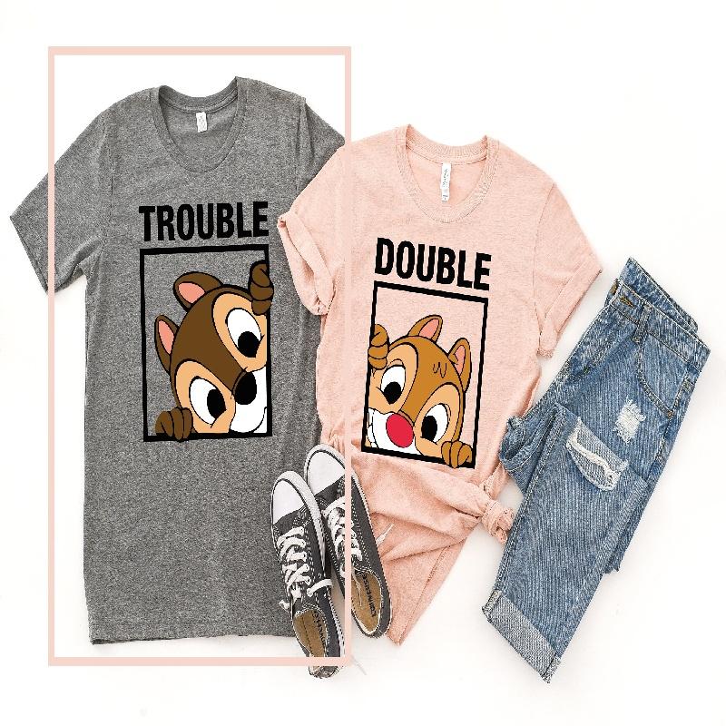 

202526 Summer Chips and Dell 100 cotton printed Tshirt Birthday Partyland Trip Family Costume Shirt S
