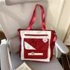 Sweet tote bag large capacity cute multi-compartment contrasting color shoulder bag messenger bag tutoring bag