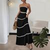 European and American New Summer Vacation Leisure Temperament Tube Top Lace Dress Splicing Two-piece Set