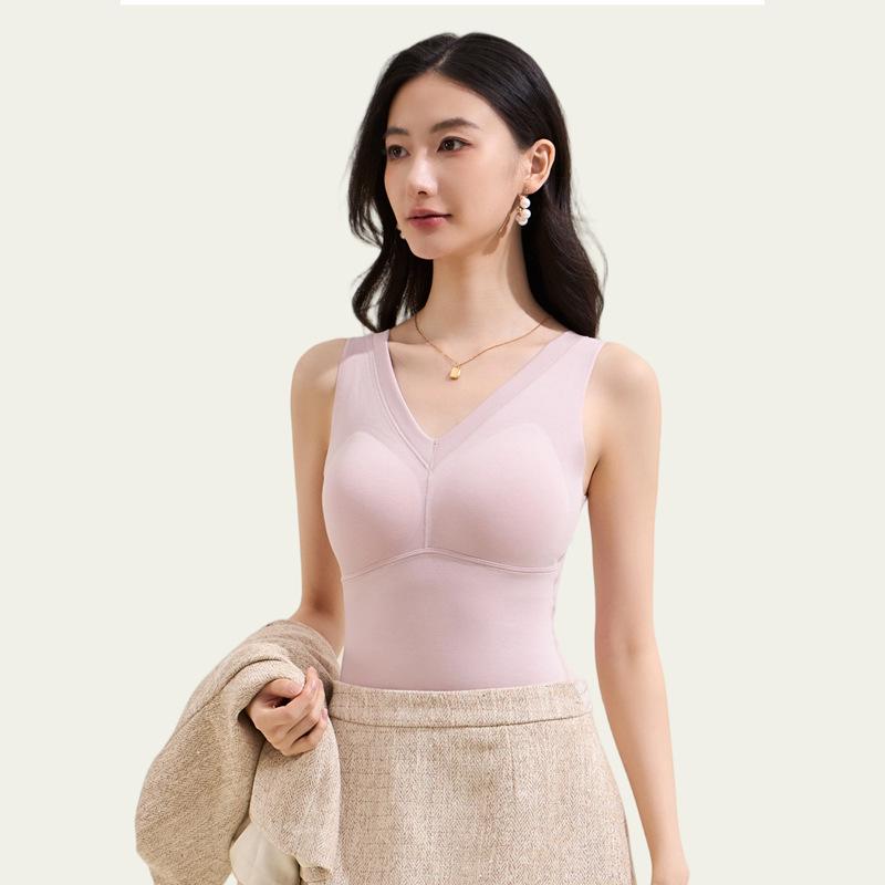 

Женский пуховый жилет из лиоцелла и шелка со встроенными чашками для бюстгальтера - Y-образный плотной вязки, теплый внутренний слой. Extra Large