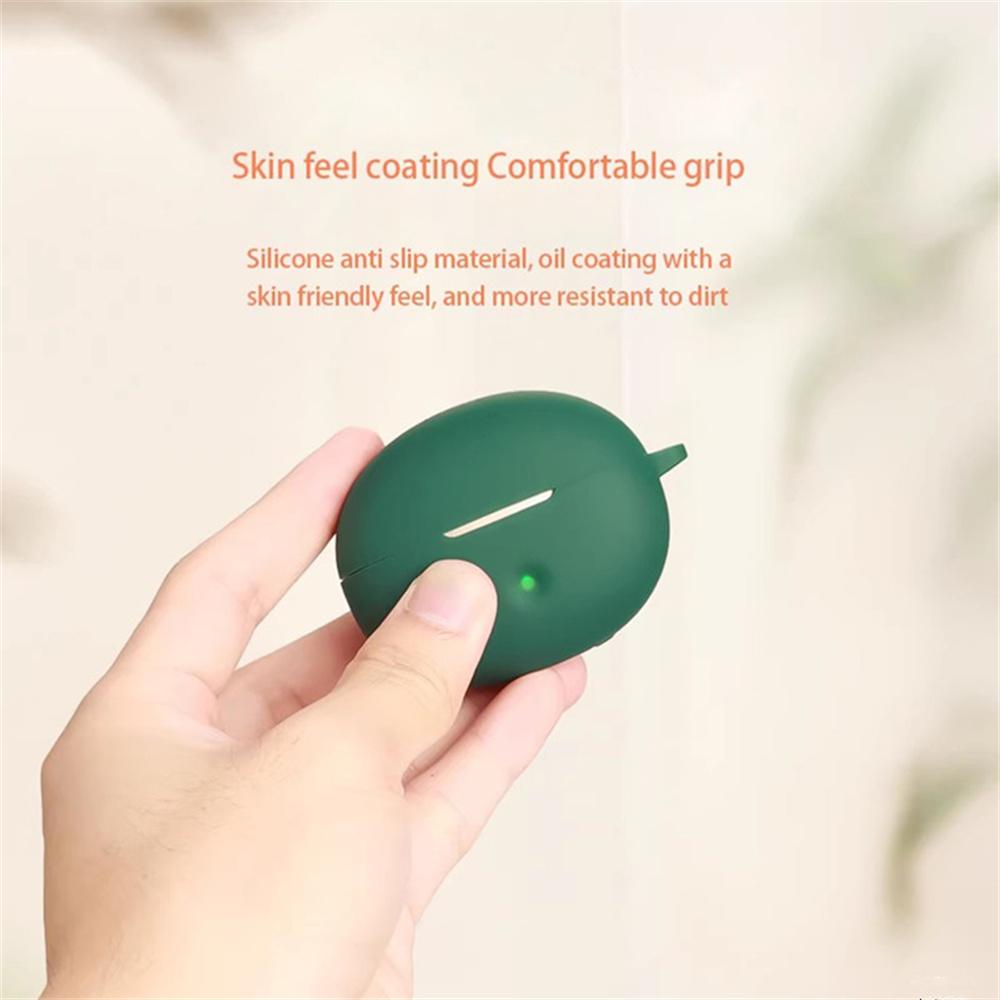 For QCY Crossky C50 Silicone Case Wireless Earphones Protective Cover with Anti-Lost Buckle