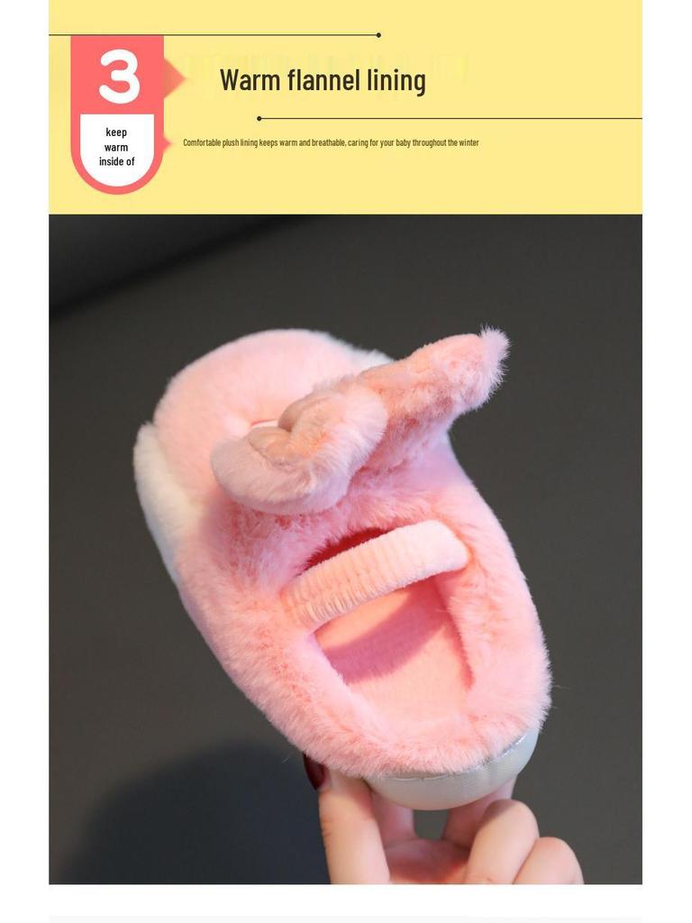 Winter Indoor Non-Slip Cotton Slippers for Children Aged 1-3, Boys and Girls