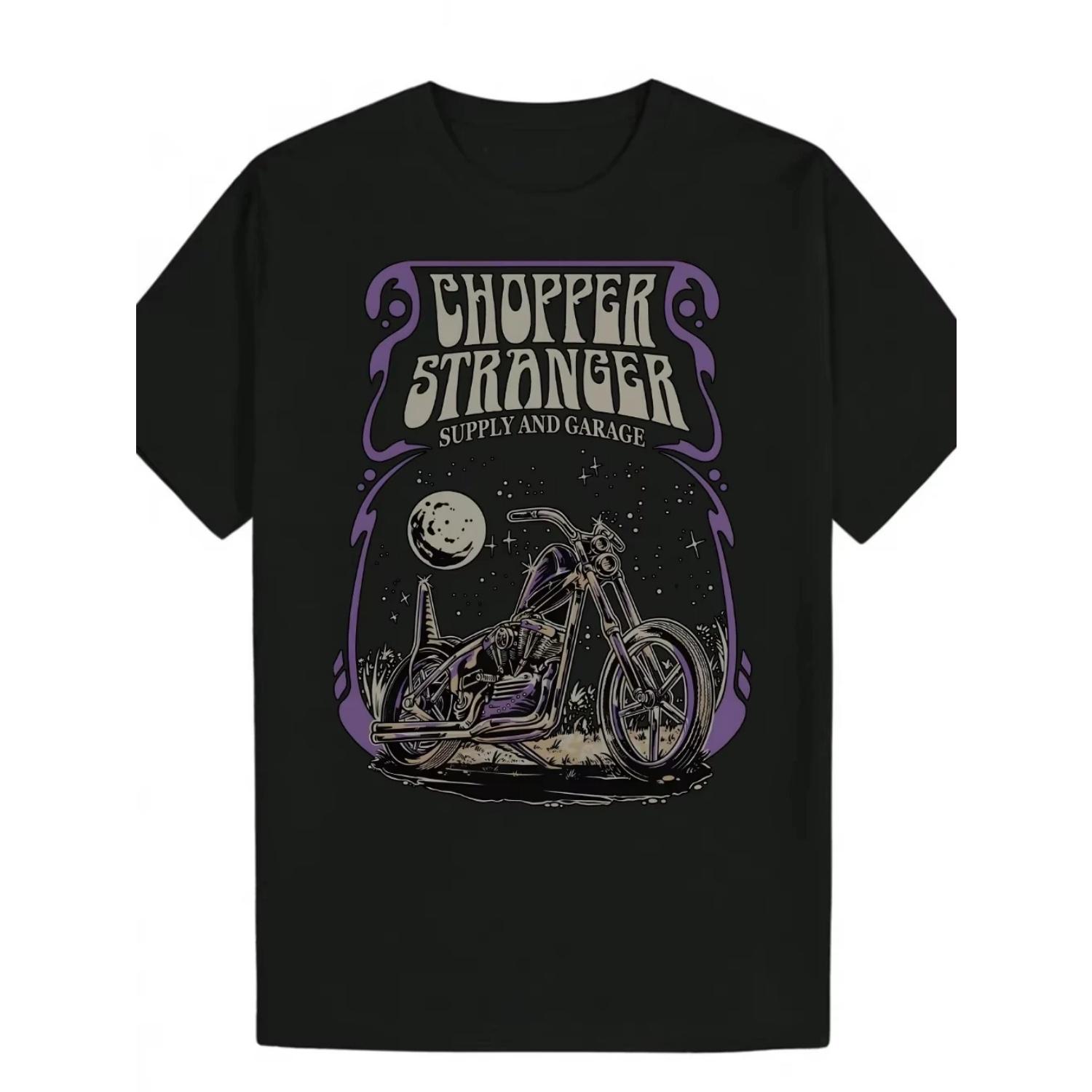 

Men s Casual Motorcycle Starry Sky Graphic T-Shirt Black Crew Neck Tee with Purple White Design Summer Streetwear S чёрный