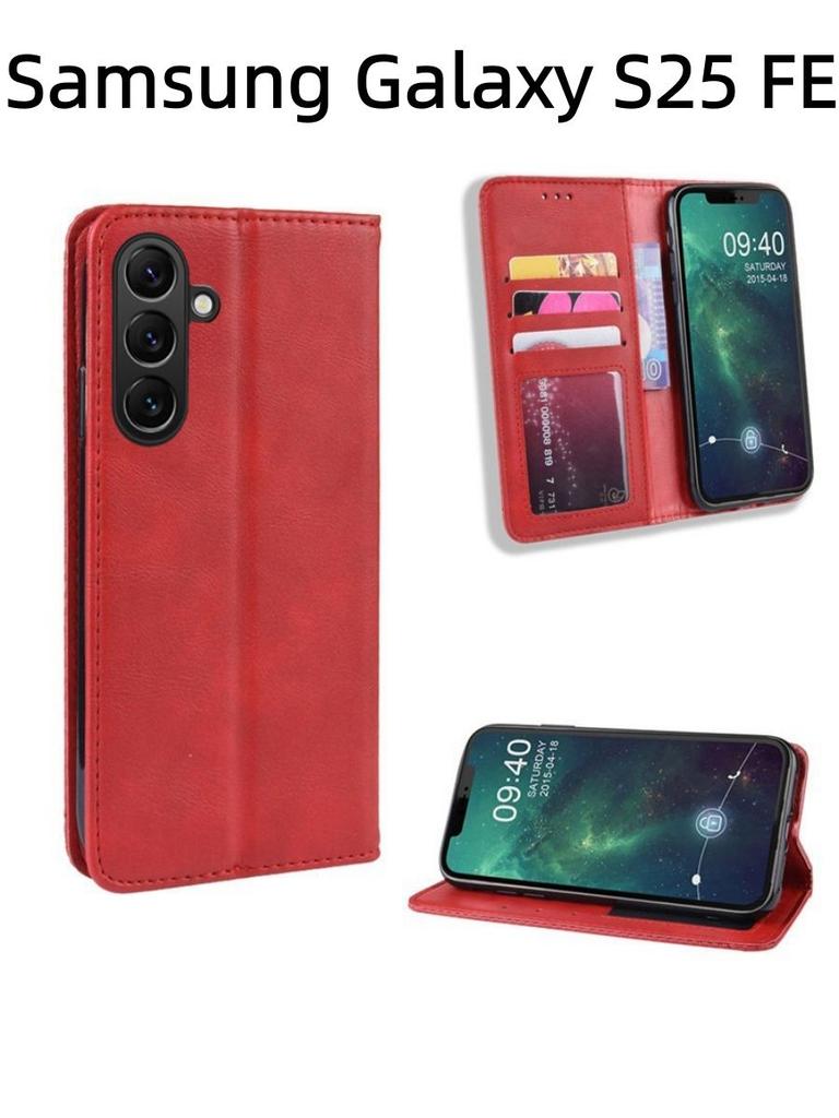 For Samsung Galaxy S25 FE / S26 FE Case Flip Wallet Magnetic Buckle Retro Leather Cover for Samsung Galaxy S25 FE / S26 FE Phone Back Cover
