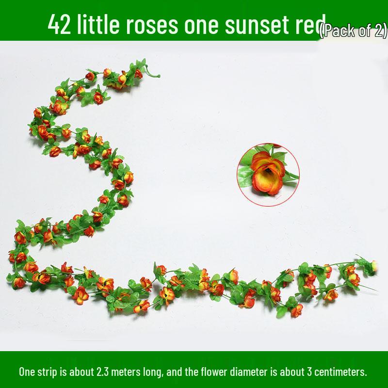 Artificial Rose & Green Leaf Vine for AC Decoration
