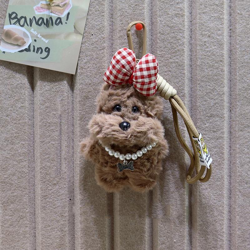 

Puppy Keyring Pendant Lovely Plush Animal Bowknot Keychain For Women Girls Versatile Bag Decoration Birthday Gifts