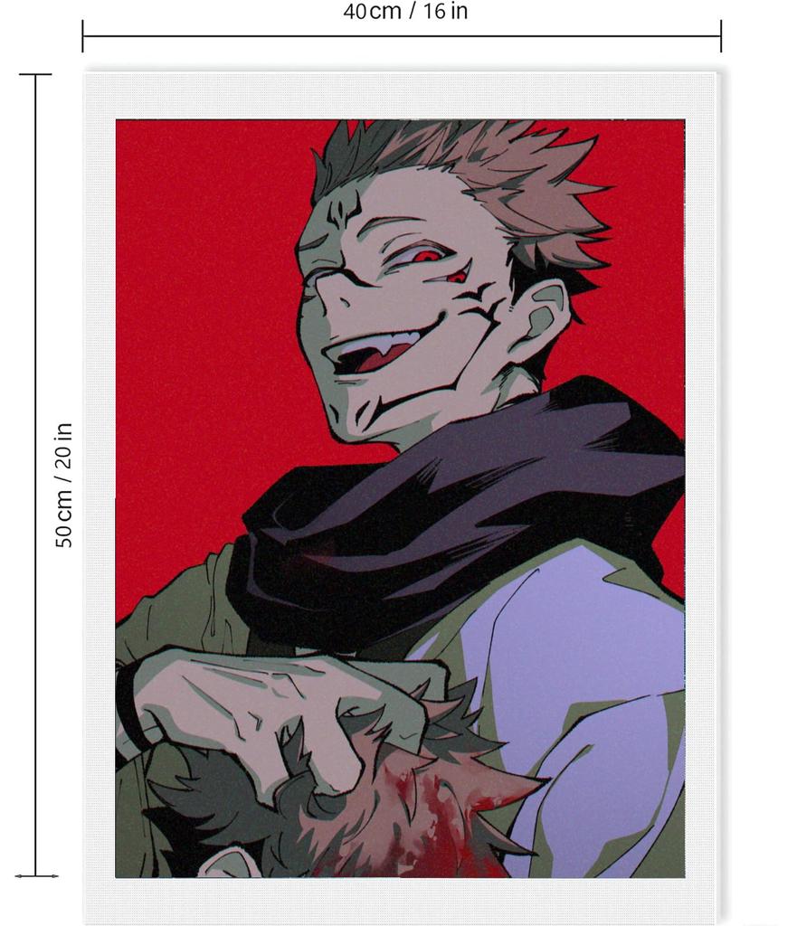 Cross Stitch Kit Set Jujutsu Kaisen 11CT 3 Strands 40X50cm Colorful Design DIY Sukuna Colorful Design For Beginners to Advanced Jujutsu Kaisen Fi