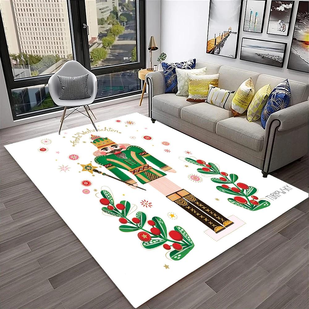 3D Nutcracker Christmas Tree Cartoon Carpet Rug for Home Living Room Bedroom Sofa Playroom Doormat Decor,kids Non-slip Floor Mat