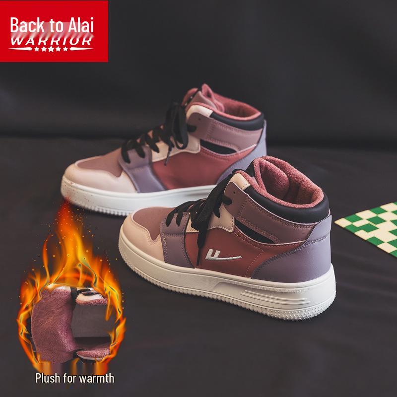 HuiLi 2025 Men s Plus Velvet High-Top Sneakers for Autumn/Winter - Air Force Board Shoes for Teens 35 (Women s)