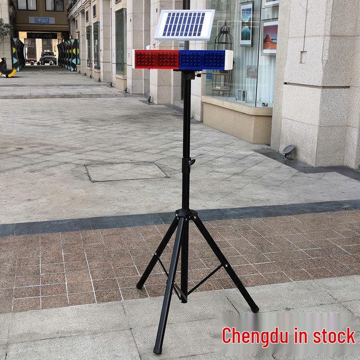 Double-Sided Red & Blue LED Solar Traffic Warning Light 2m Pole