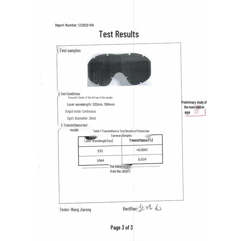 Multi-function Laser Safety Goggles