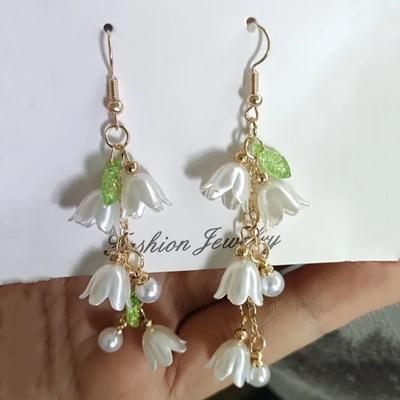 Bohemian Sweet Temperament Small Fresh White Lily Of The Valley Flower Earrings Elegant Earrings For Women Wedding Party Jewelry