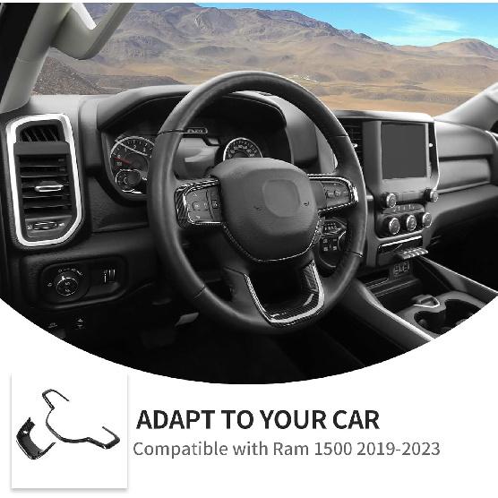 Linskip Steering Wheel Trim Fit for 2019 2020 2021 2022 2023 2024 Ram 1500 2500 3500, Steering Wheel Cover for Ram Interior Accessories(Carbon Fiber