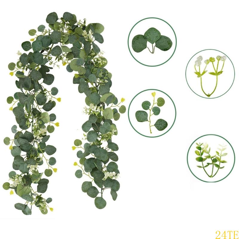 24TE Realistic 180cm Eucalyptuses Vine Adornment With 60 Blooms For Event Styling