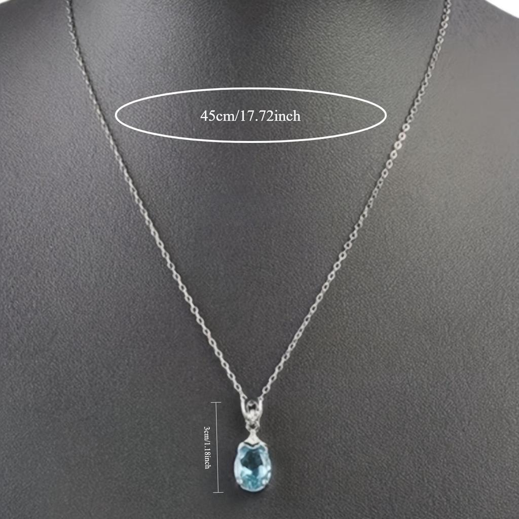 Fashionable Women's Simple and Personalized Sea Blue Zircon Pendant, Versatile Party Creative Necklace