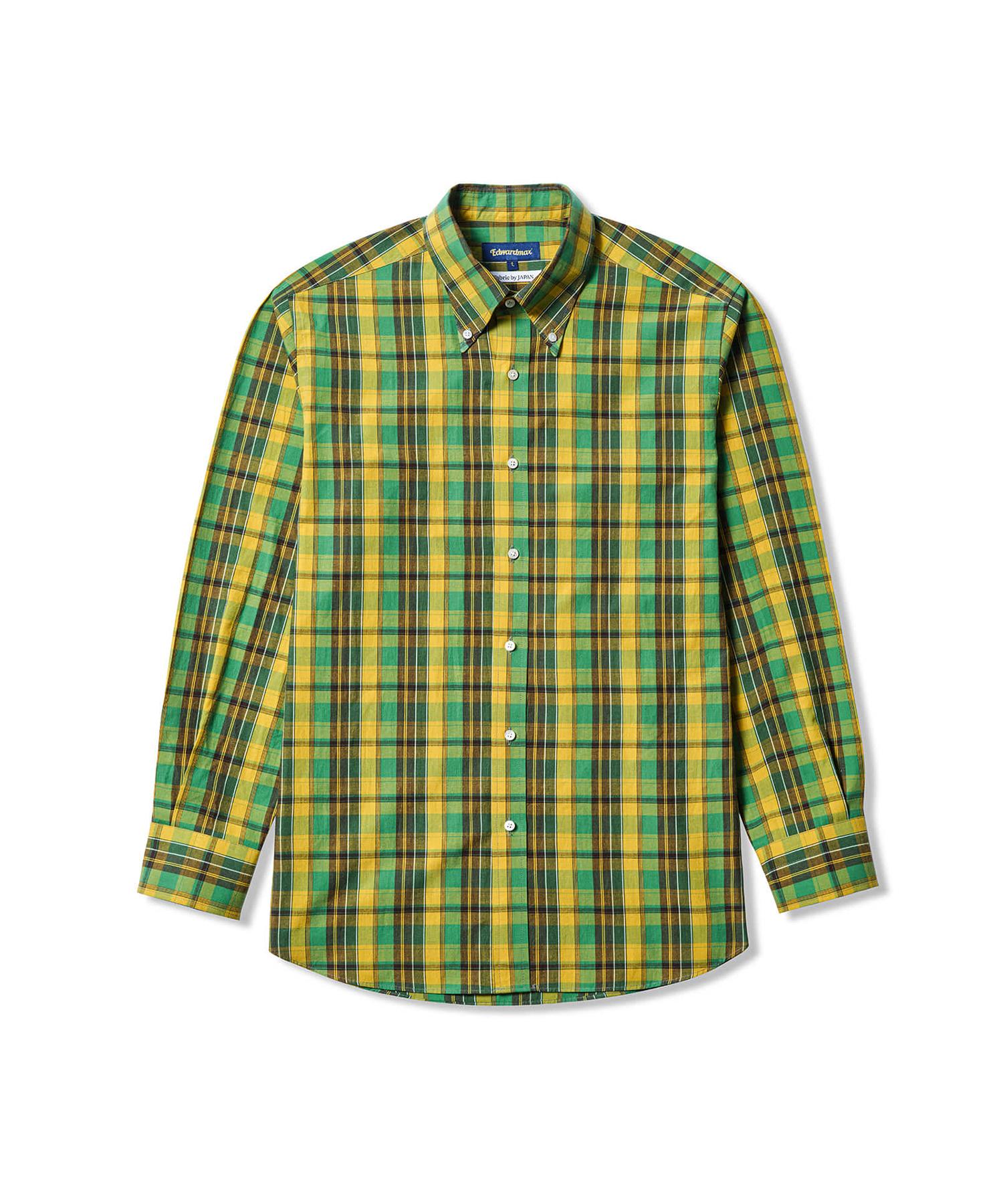 Edward Max Japan Ichiman Madras Check Green-Yellow Shirt L