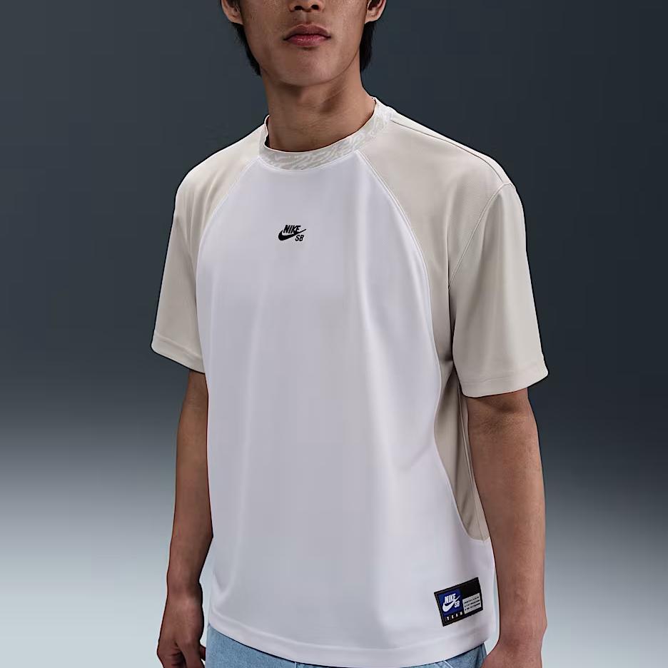Nike Dri-Fit SB Quick-Drying Breathable Loose Comfortable Sports Short Sleeve T-Shirt Men Tops White Light-Bone Black HJ2957-100