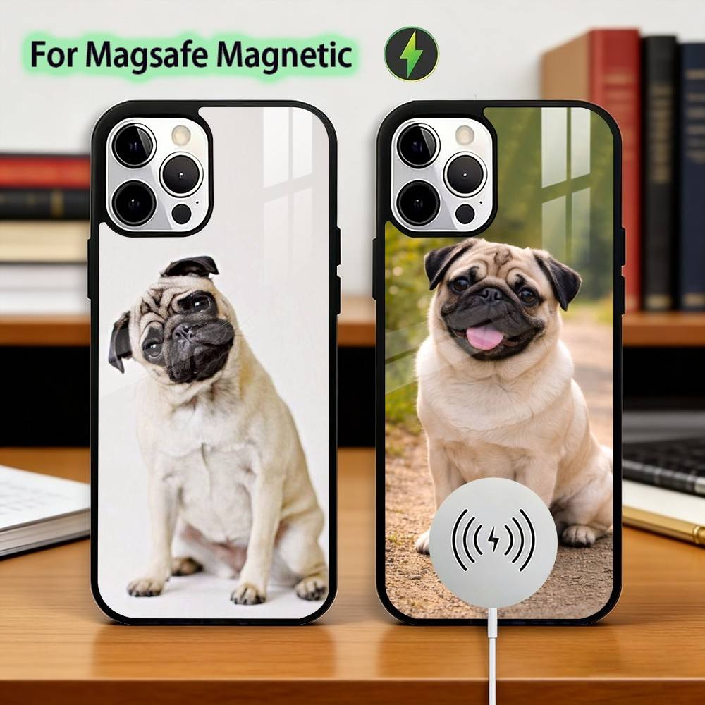 C-Cute Pug Dog Phone Case For iPhone17,16,15,14,13,12,11 Plus,Pro Magnetic For Magsafe Wireless Charging