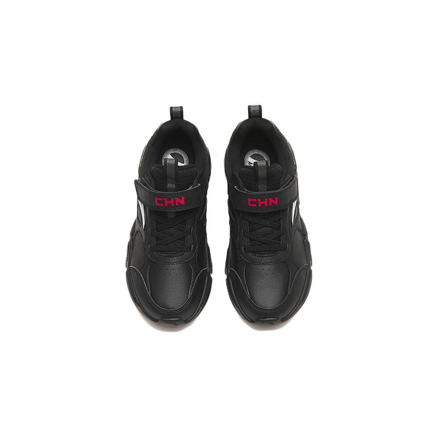 Anta Youth Leather Soft Candy Shock Absorption Non-Slip Wear-Resistant Low-Top Running Shoes Kids sneaker Black 312245596N-5