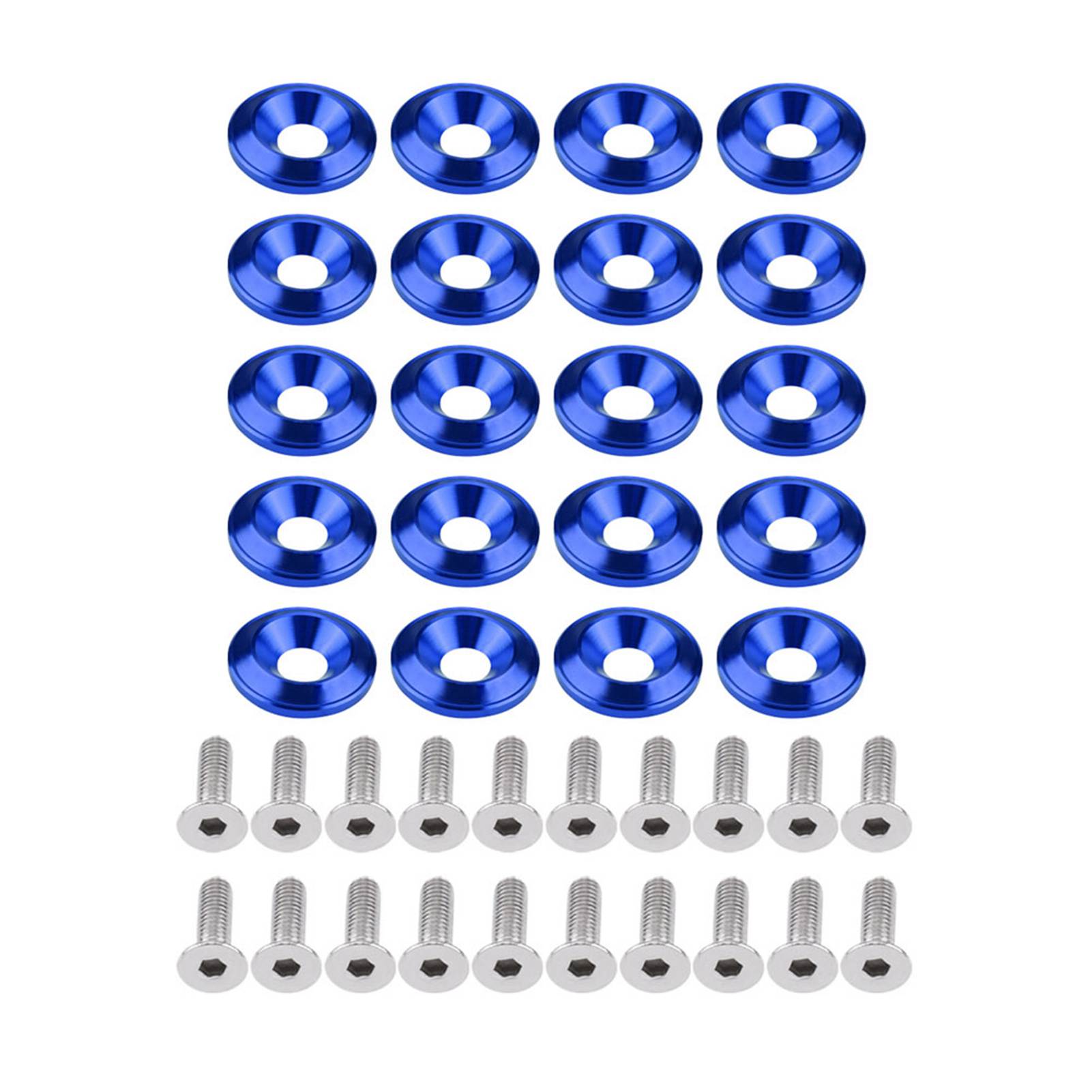 20Pcs Aluminum Bumper Fender Washer Bolt Engine Bay Dress Up Kit Blue синий