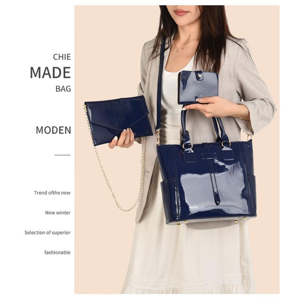 Tote Bag Women PU Three Piece Set Sequined Adjustable Strap Daily Commute