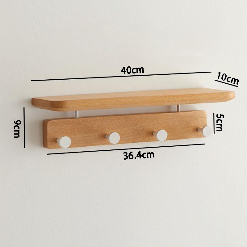 

Wall Mounted Coat Rack with Storage Shelf Entrance Hall Clothes Storage Hanger Solid Wood Clothing Bag Organizer Hanging Hook