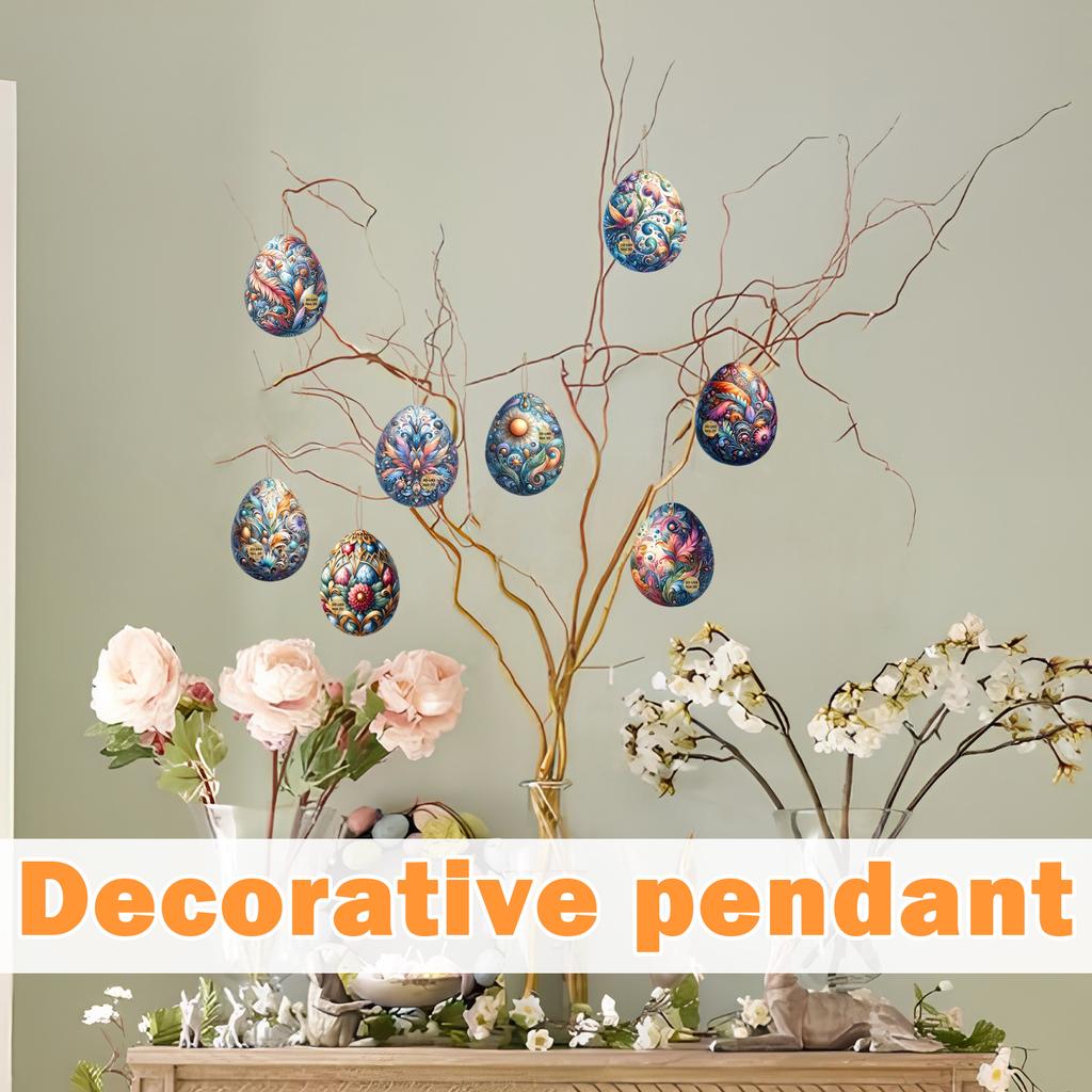 12 Relief Wooden Easter Egg Holiday Home Decorations