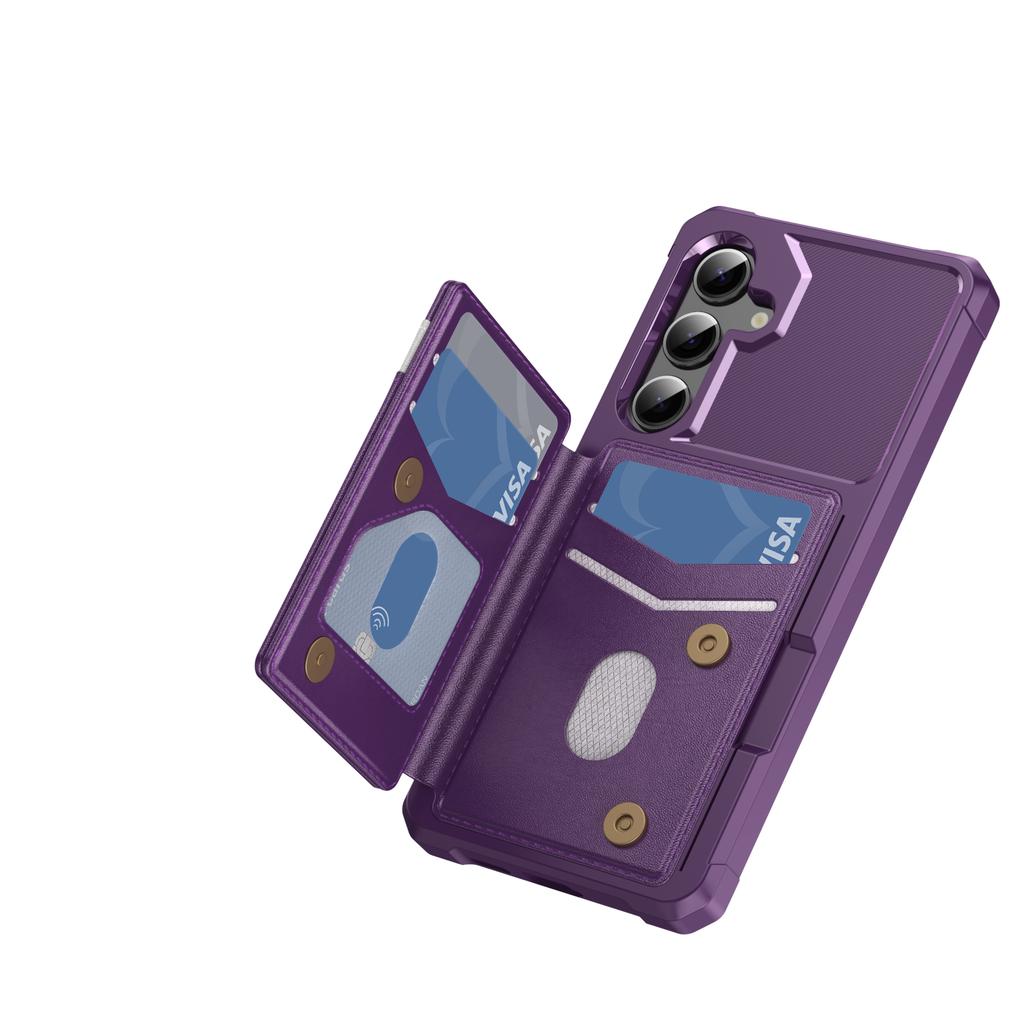 For Samsung Galaxy S25 Edge S25 S24 S23 Ultra FE Case with Card Holder, Heavy Duty Shockproof Soft TPU Back Flip Wallet Cover