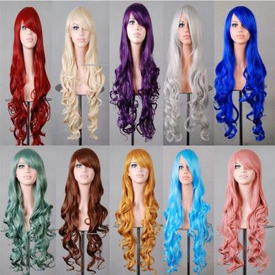 Peruka do Cosplayu Anime 70cm Długie Kręcone Włosy Kolorowa Peruka Sceniczna do Cosplayu