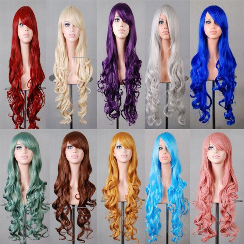 Cosplay Anime Wig 70cm Long Curly Hair Colorful Stage Wig for Cosplay